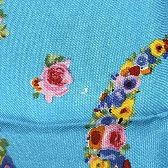 GUCCI - Light Blue Red Multi Scarf 142-071325 - Picture 2 of 4